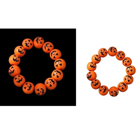 Jack O Lantern Halloween Stretch Bracelet New Wooden Beads Orange Festiv… - Picture 12 of 12